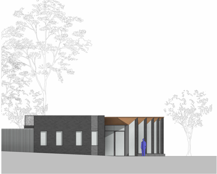 Architectural render of the proposed clubhouse (1 of 3)